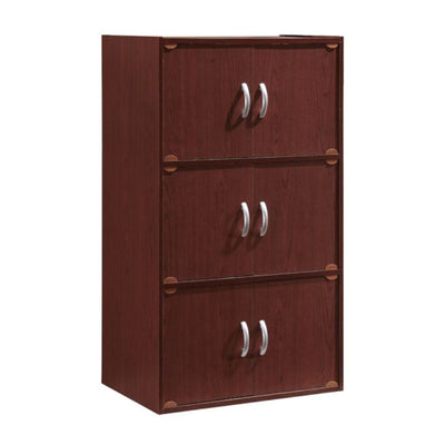 Hodedah 6 Door Enclosed Multipurpose Storage Cabinet for Home & Office, Mahogany