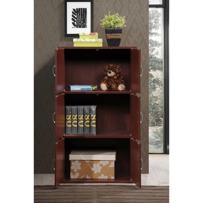 Hodedah 6 Door Enclosed Multipurpose Storage Cabinet for Home & Office, Mahogany