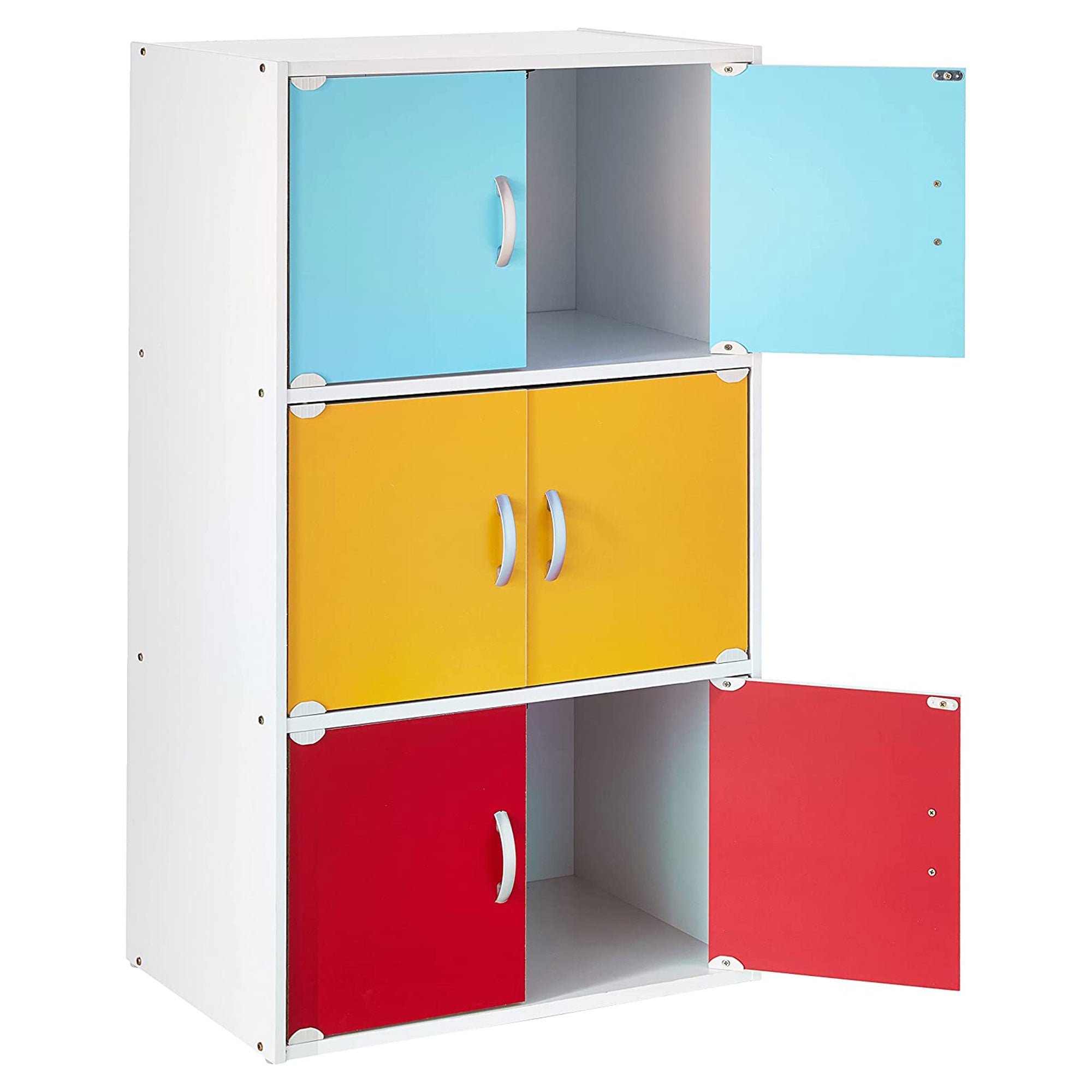 6 Door Enclosed Storage Cabinet for Home & Office, Rainbow (Open Box)