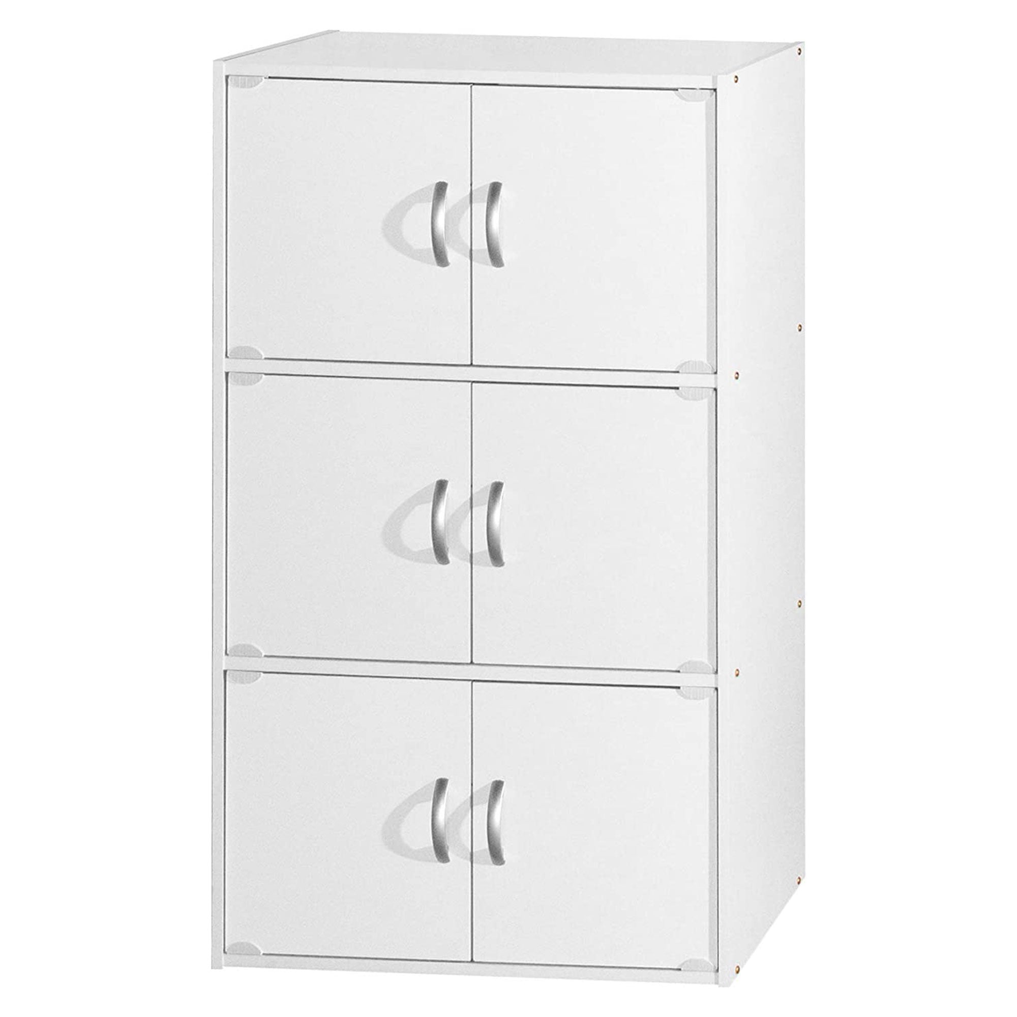 Hodedah 6 Door Enclosed Multipurpose Storage Cabinet for Home, White (Open Box) - VMInnovations