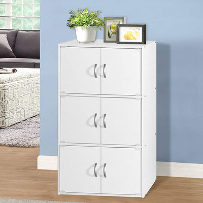 Hodedah 6 Door Enclosed Multipurpose Storage Cabinet for Home, White (Open Box) - VMInnovations