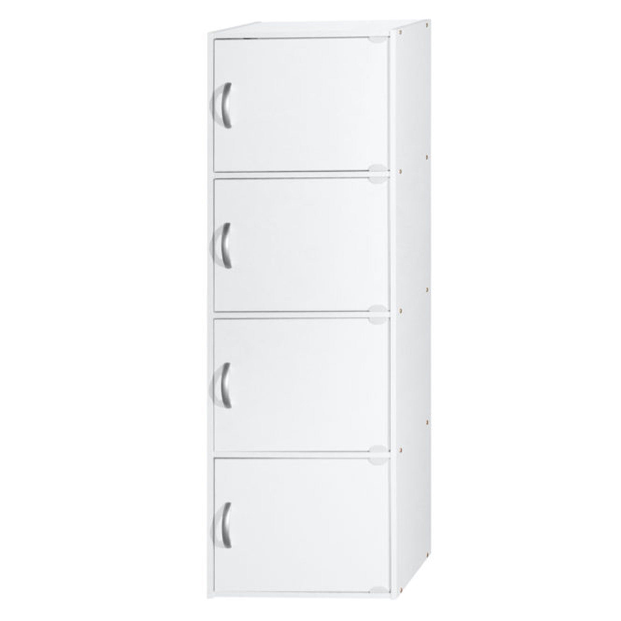 Hodedah 4 Door Multipurpose Storage Cabinet for Home or Office, White (Open Box)