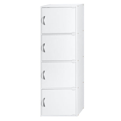 Hodedah 4 Door Multipurpose Storage Cabinet for Home or Office, White (Open Box)