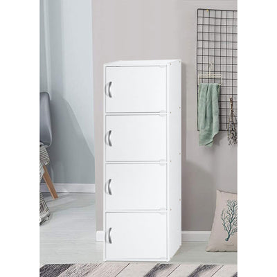 Hodedah 4 Door Enclosed Multipurpose Storage Cabinet for Home or Office, White