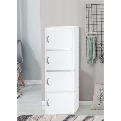 Hodedah 4 Door Multipurpose Storage Cabinet for Home or Office, White (Open Box)