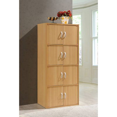 Hodedah 8 Door Multipurpose Storage Cabinet for Home & Office, Beech (Used)