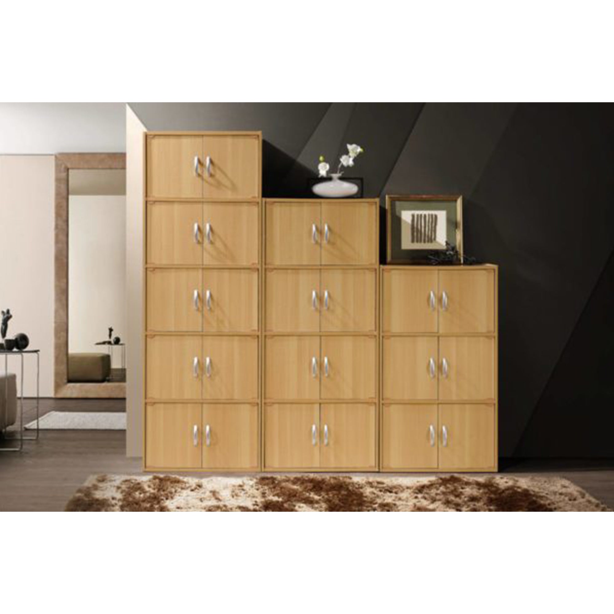 Hodedah 8 Door Multipurpose Storage Cabinet for Home & Office, Beech (Used) - VMInnovations