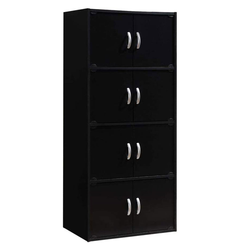 Hodedah 8 Door Enclosed Multipurpose Storage Cabinet for Home and Office, Black