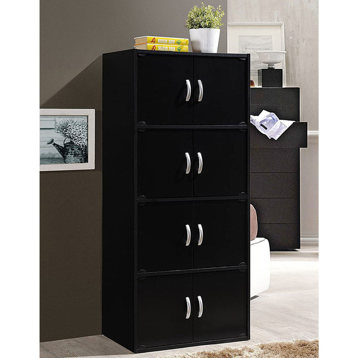 Hodedah 8 Door Enclosed Multipurpose Storage Cabinet for Home and Office, Black