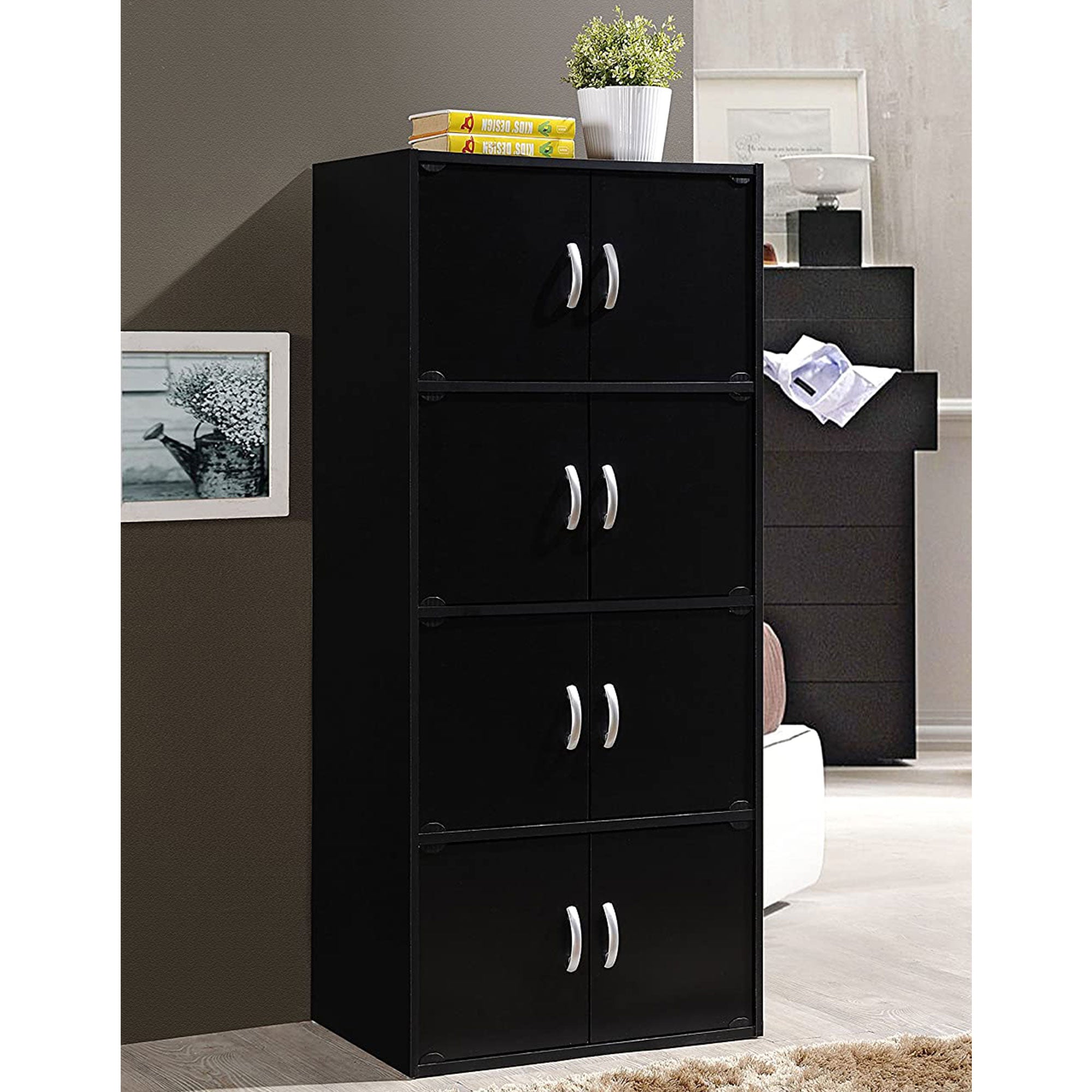 Hodedah 8 Door Enclosed Storage Cabinet for Home and Office, Black (Used) - VMInnovations