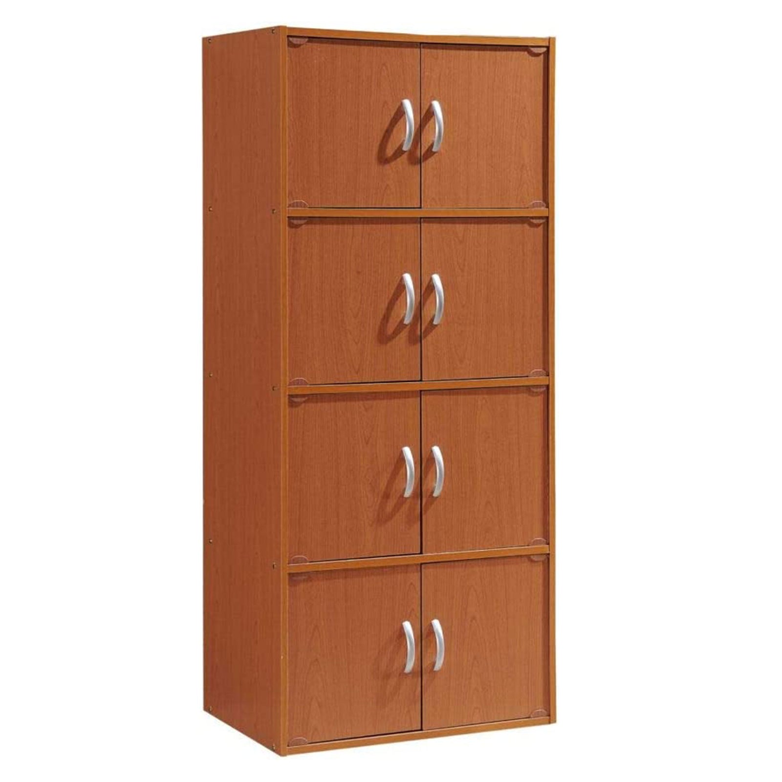 Hodedah 8 Door Enclosed Multipurpose Storage Cabinet for Home and Office, Cherry - VMInnovations