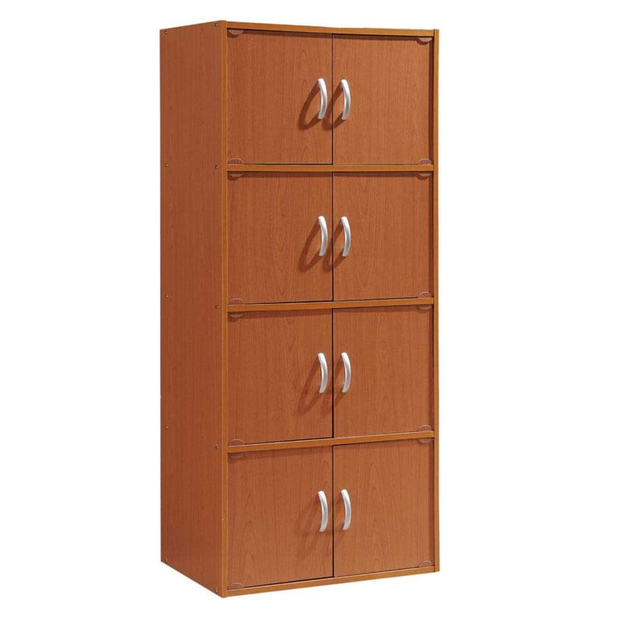 Hodedah 8 Door Enclosed Multipurpose Storage Cabinet for Home and Office, Cherry - VMInnovations