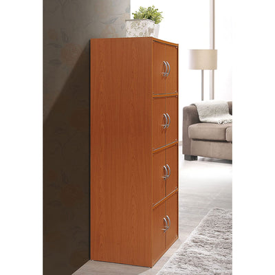Hodedah 8 Door Enclosed Multipurpose Storage Cabinet for Home and Office, Cherry - VMInnovations