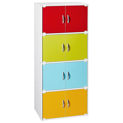 Hodedah 8 Door Enclosed Multipurpose Storage Cabinet for Home/Office, Rainbow