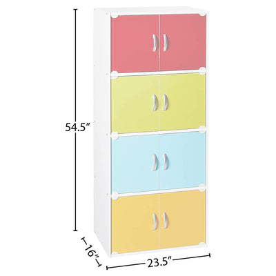 Hodedah 8 Door Enclosed Multipurpose Cabinet for Home/Office, Rainbow (Used)