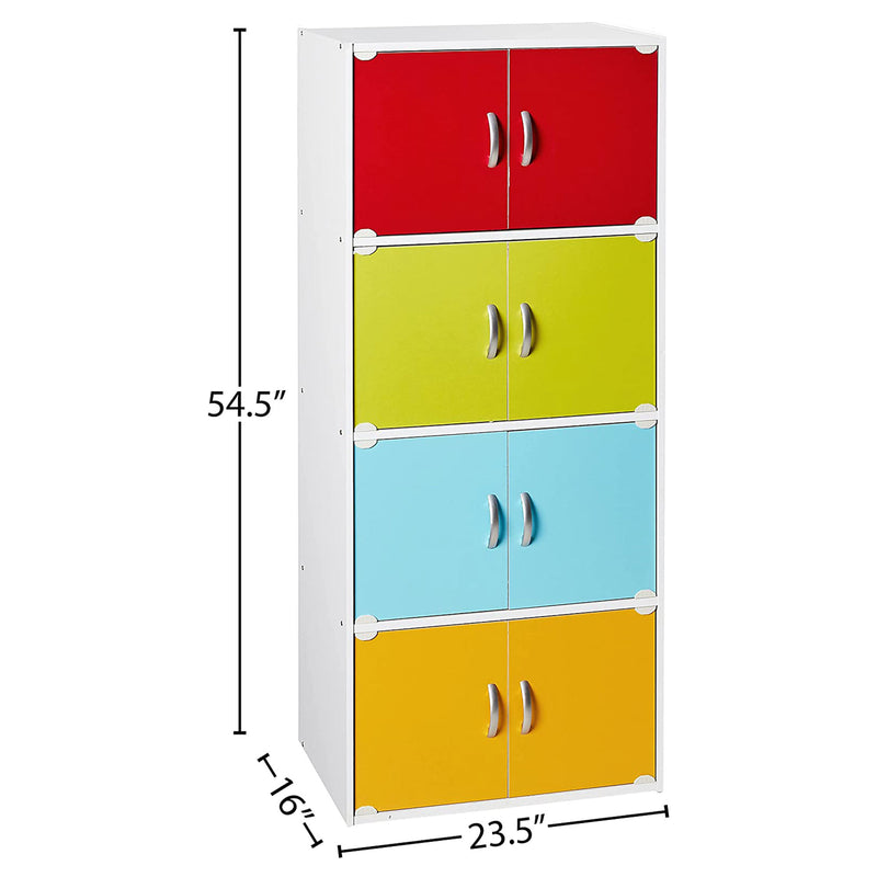 Hodedah 8 Door Enclosed Multipurpose Cabinet for Home/Office, Rainbow (Used)