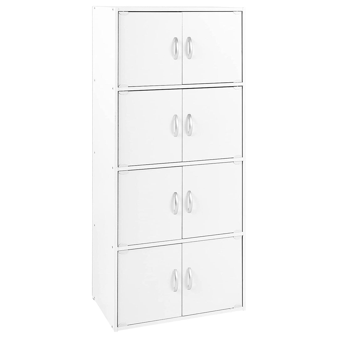 Hodedah 8 Door Enclosed Multipurpose Storage Cabinet for Home and Office, White