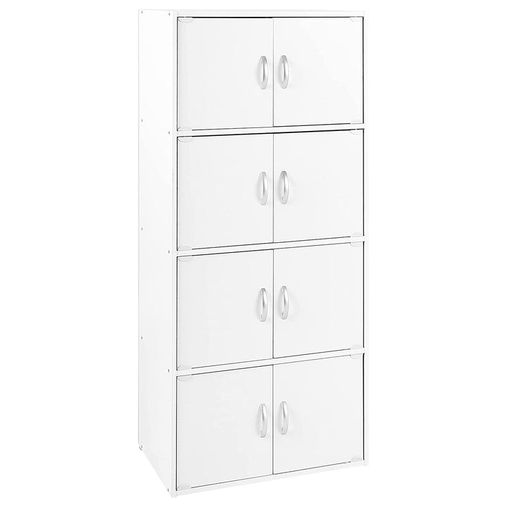 Hodedah 8 Door Enclosed Multipurpose Storage Cabinet for Home and Office, White