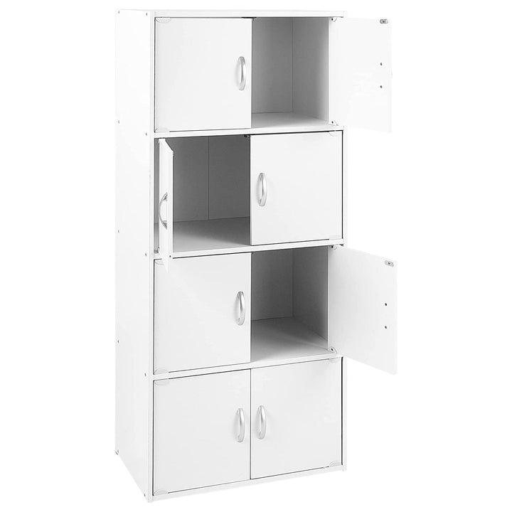 Hodedah 8 Door Enclosed Multipurpose Storage Cabinet for Home and Office, White