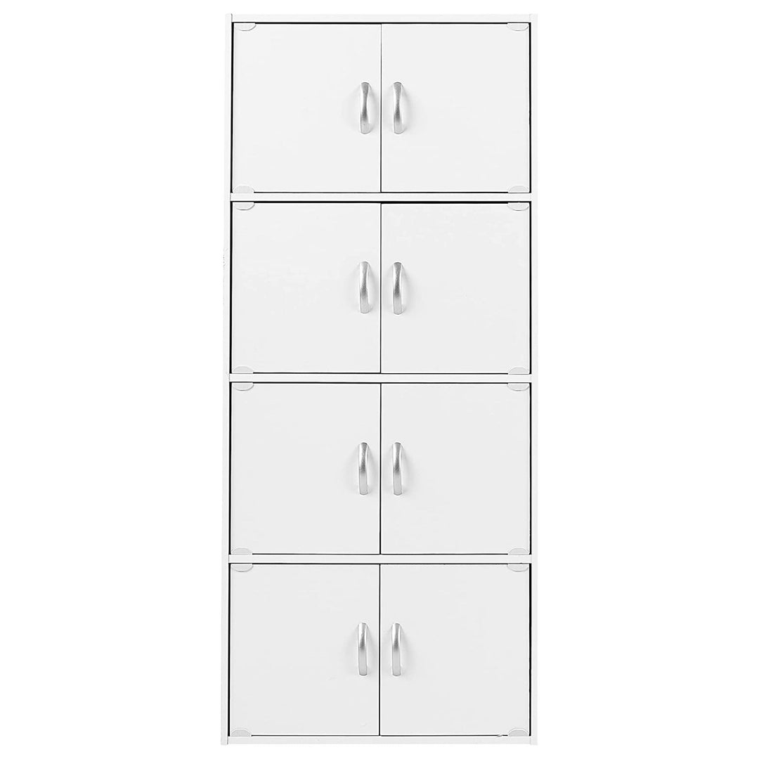 Hodedah 8 Door Enclosed Multipurpose Storage Cabinet for Home and Office, White