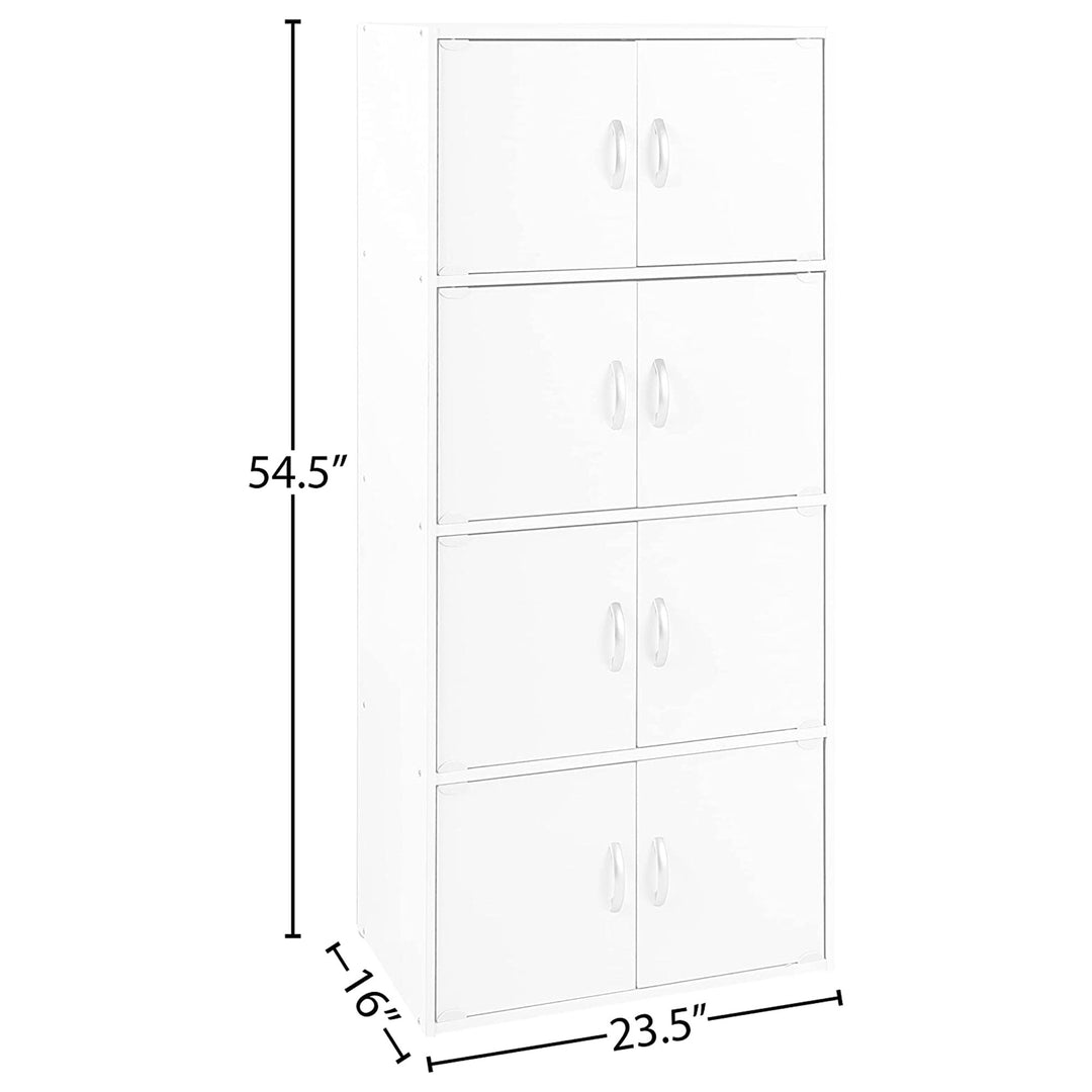 Hodedah 8 Door Enclosed Multipurpose Storage Cabinet for Home and Office, White