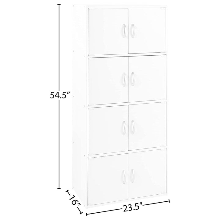 Hodedah 8 Door Enclosed Multipurpose Storage Cabinet for Home and Office, White