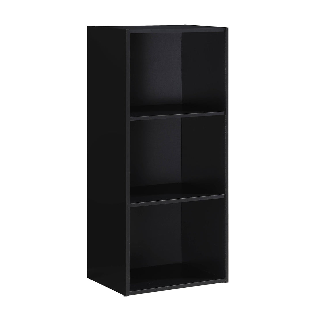3 Shelf Home and Office Organization Storage Bookcase Cabinets, Black (Open Box)