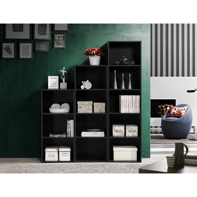 Hodedah 3 Shelf Home and Office Organization Storage Bookcase, Black (Used)