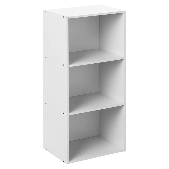 Hodedah 3 Shelf Home and Office Organization Storage Bookcase Cabinets, White