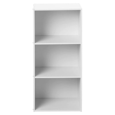 Hodedah 3 Shelf Home and Office Storage Bookcase Cabinets, White (Used)