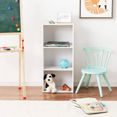 Hodedah 3 Shelf Home and Office Storage Bookcase Cabinets, White (Used)