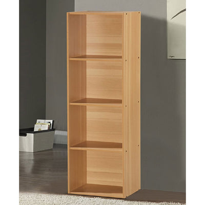 12 x 16 x 47 Inch 4 Shelf Bookcase Organizer, Beech Wood Finish (Open Box)