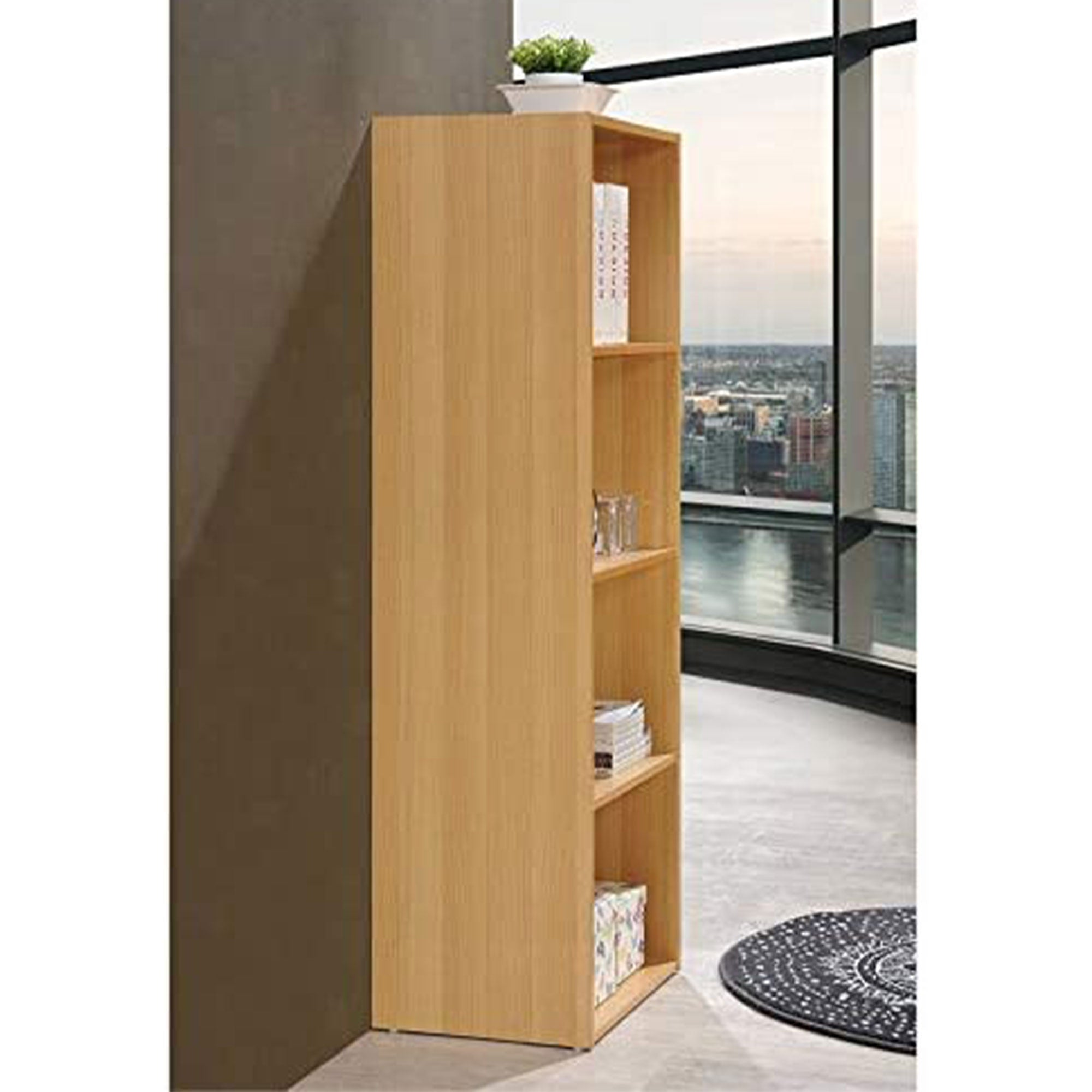12 x 16 x 47 Inch 4 Shelf Bookcase Organizer, Beech Wood Finish (Open Box)