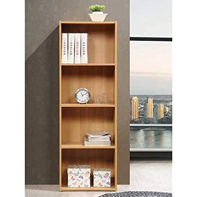 12 x 16 x 47 Inch 4 Shelf Bookcase Organizer, Beech Wood Finish (Open Box)