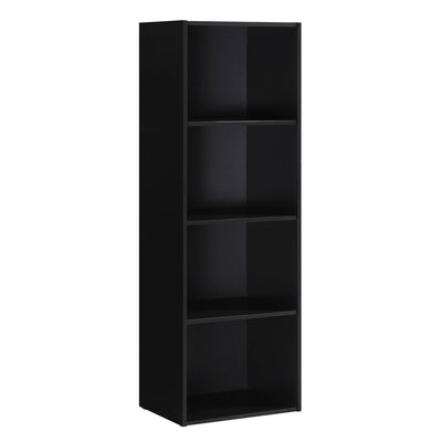 Hodedah Import 12x16x47" 4 Shelf Bookcase & Office Organizer, Black (Open Box) - VMInnovations