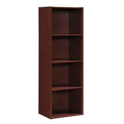 12 x 16 x 47 In 4 Shelf Bookcase Organizer, Mahogany Wood Finish (Open Box) - VMInnovations