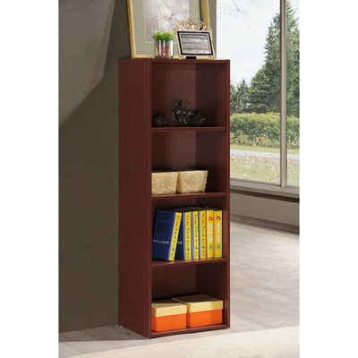 12 x 16 x 47 In 4 Shelf Bookcase Organizer, Mahogany Wood Finish (Open Box)