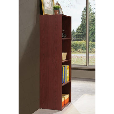 12 x 16 x 47 In 4 Shelf Bookcase Organizer, Mahogany Wood Finish (Open Box) - VMInnovations