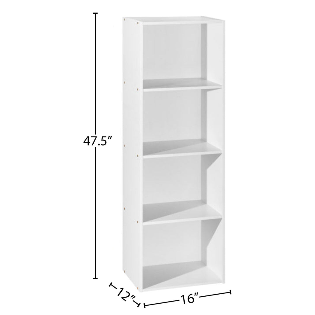 Hodedah 12 x 16 x 47 Inch 4 Shelf Bookcase and Office Organizer, White Finish