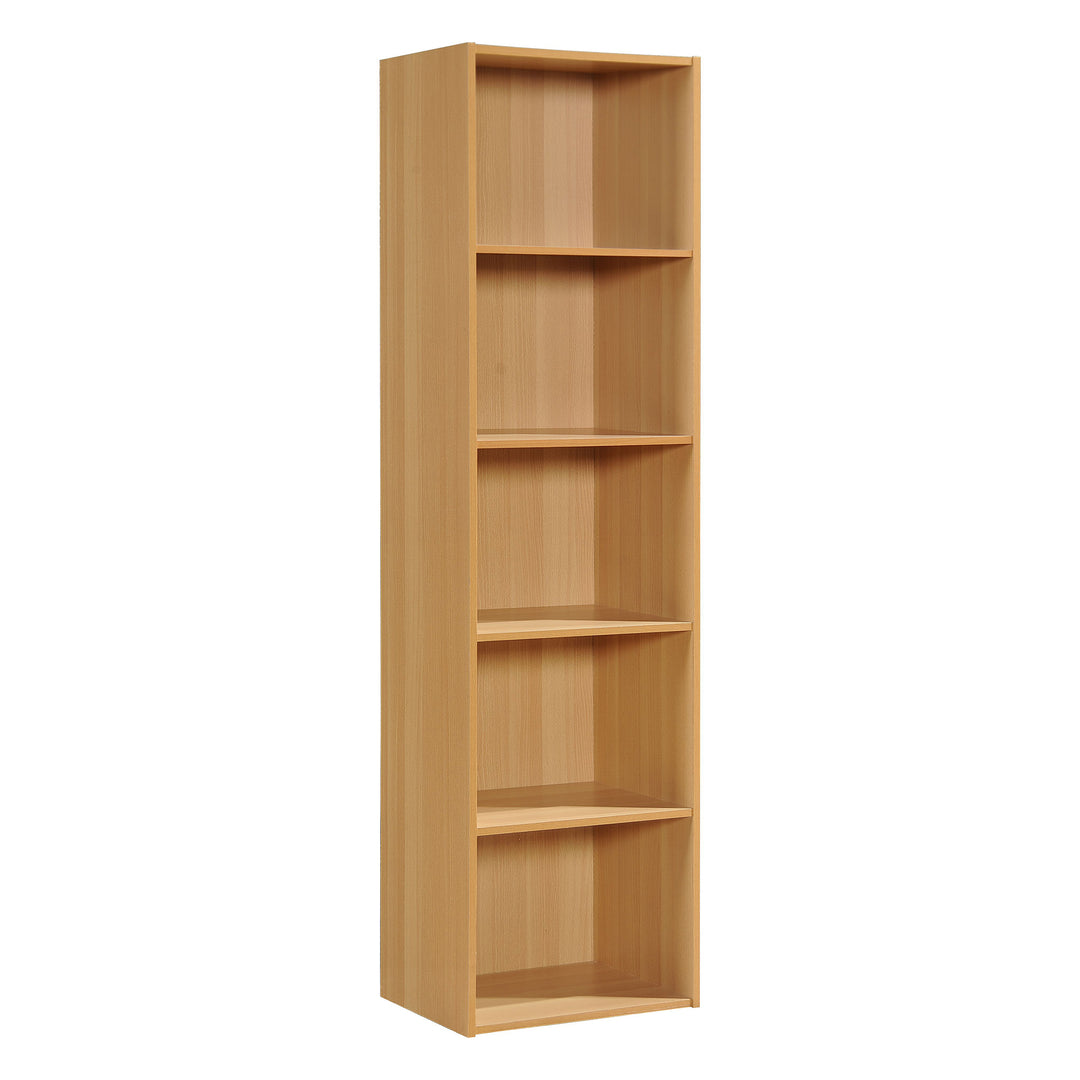 Hodedah 12 x 16 x 60 Inch 5 Shelf Bookcase and Office Organizer, Beech Finish