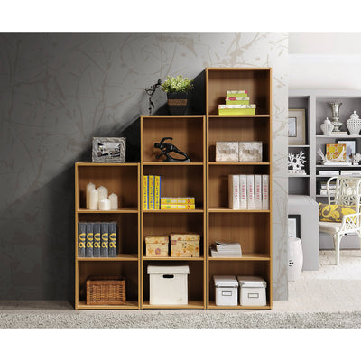Hodedah 12 x 16 x 60 Inch 5 Shelf Bookcase and Office Organizer, Beech Finish - VMInnovations