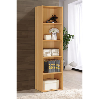 Hodedah 12 x 16 x 60 Inch 5 Shelf Bookcase and Office Organizer, Beech Finish - VMInnovations