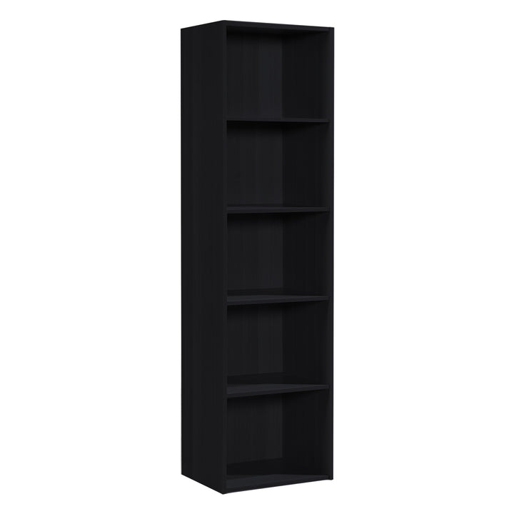 12 x 16 x 60 In 5 Shelf Bookcase Organizer, Black Wood Finish (Open Box)