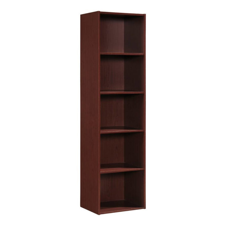 Hodedah 12 x 16 x 60 Inch 5 Shelf Bookcase and Office Organizer, Mahogany Finish