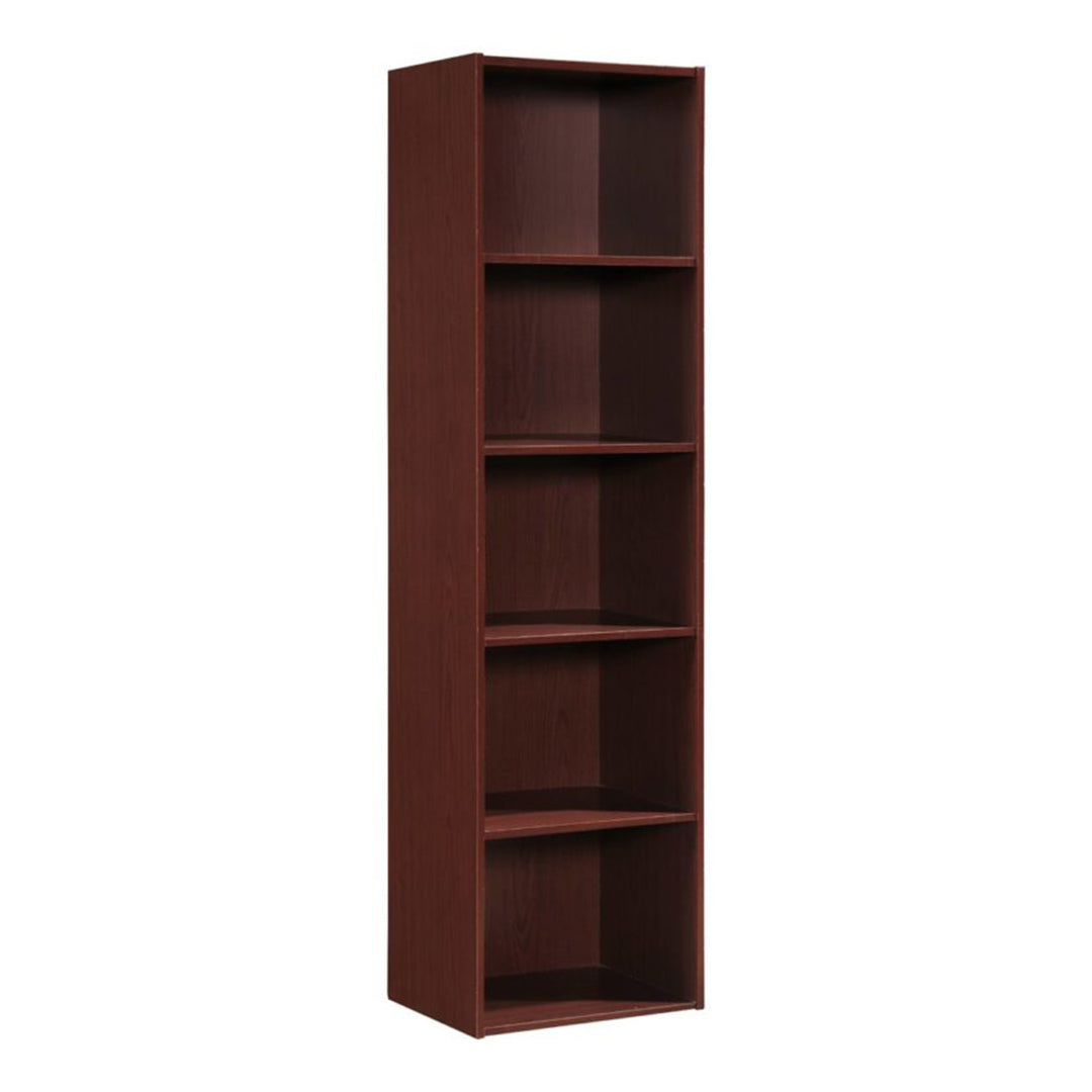 12 x 16 x 60 In 5 Shelf Bookcase Organizer, Mahogany Wood Finish (Open Box)