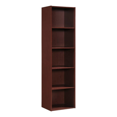 12 x 16 x 60 In 5 Shelf Bookcase Organizer, Mahogany Wood Finish (Used) - VMInnovations