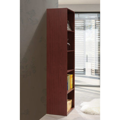 12 x 16 x 60 In 5 Shelf Bookcase Organizer, Mahogany Wood Finish (Open Box) - VMInnovations