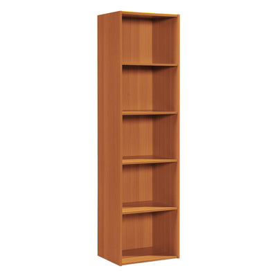12 x 16 x 60 Inch 5 Shelf Bookcase Organizer, Cherry Wood Finish (Used)