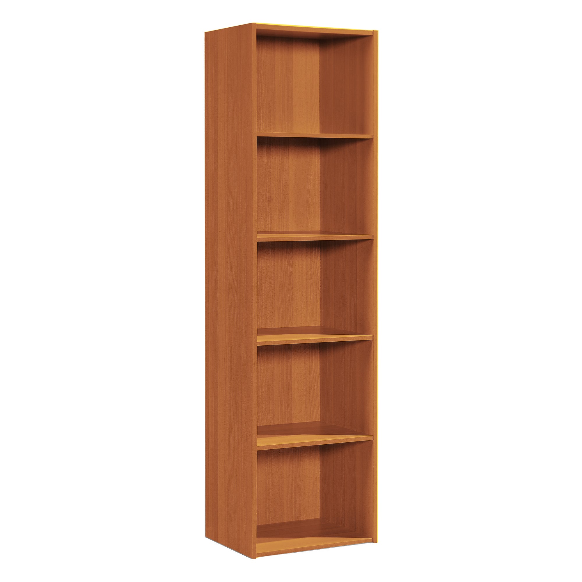 12 x 16 x 60 Inch 5 Shelf Bookcase Organizer, Cherry Wood Finish (Open Box) - VMInnovations