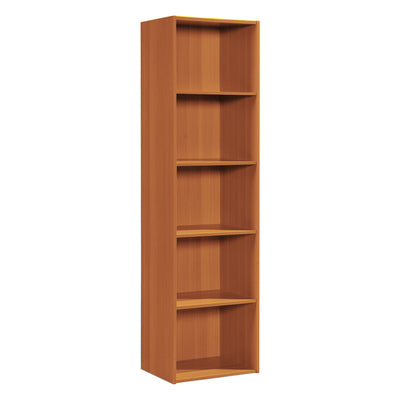 12 x 16 x 60 Inch 5 Shelf Bookcase Organizer, Cherry Wood Finish (Open Box) - VMInnovations